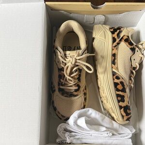 Darc Sport Beige Leopard Print Athletic Sneakers